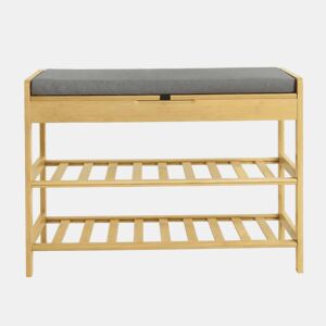 Banco Zapatero 68 x 30 x 50 cm u2014 com assento almofadado, espaço de arrumação oculto e design de canto u2014 cinzento