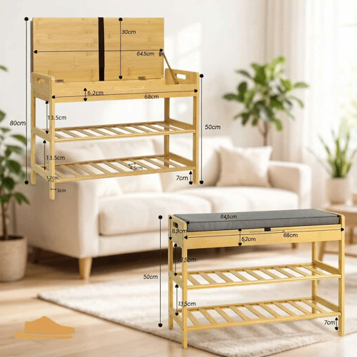 Banco Zapatero 68 x 30 x 50 cm u2014 com assento almofadado, espaço de arrumação oculto e design de canto u2014 cinzento Banco Zapatero 68 x 30 x 50 cm u2014 com assento almofadado, espaço de arrumação oculto e design de canto u2014 cinzento