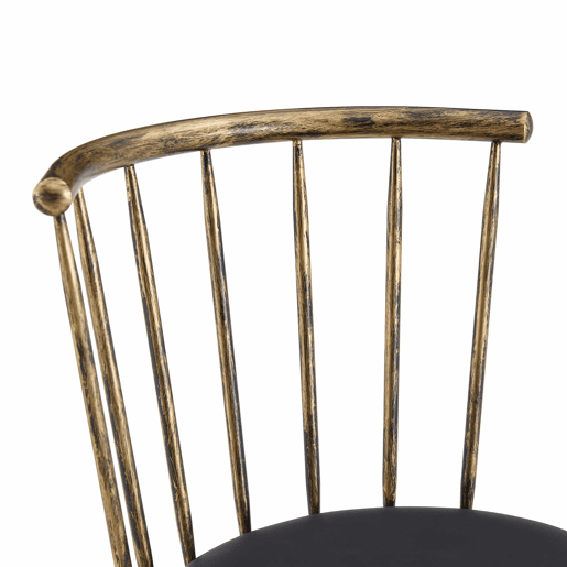 Banco de bar de 39 cm - Estilo Windsor industrial com estrutura metálica e assento almofadado vintage para cozinha e restaurante - Preto e castanho Banco de bar de 39 cm - Estilo Windsor industrial com estrutura metálica e assento almofadado vintage para cozinha e restaurante - Preto e castanho