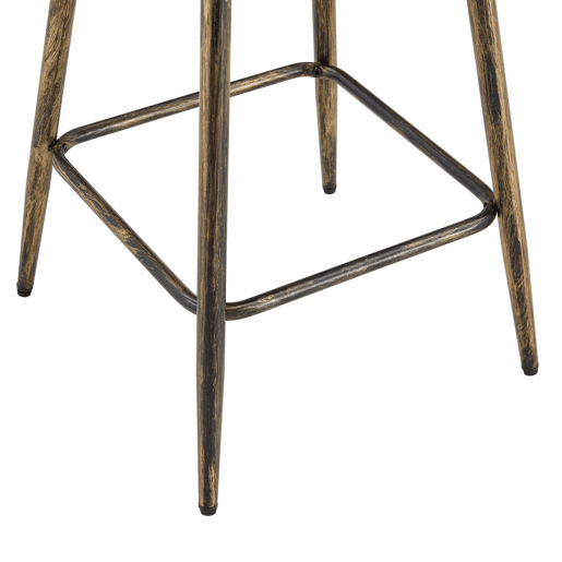 Banco de bar de 39 cm - Estilo Windsor industrial com estrutura metálica e assento almofadado vintage para cozinha e restaurante - Preto e castanho Banco de bar de 39 cm - Estilo Windsor industrial com estrutura metálica e assento almofadado vintage para cozinha e restaurante - Preto e castanho