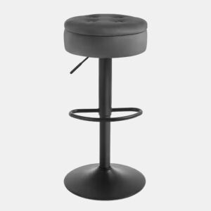 Banco de bar 39x39 cm - moderno, com espaço de arrumação e assento confortável - cinzento escuro