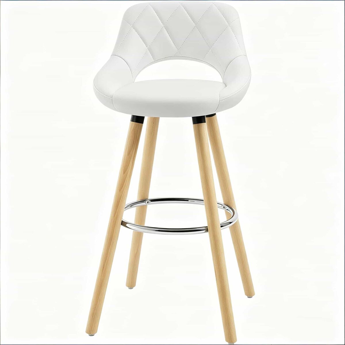Taburete alto - multifuncional con respaldo para cocina y bar - blanco