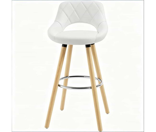 Taburete alto - multifuncional con respaldo para cocina y bar - blanco