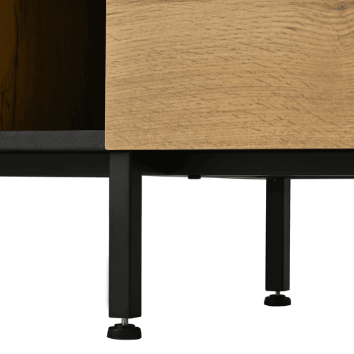 Móvel de TV 180 cm - Minimalista com portas duplas, compartimentos abertos e rebatíveis - Madeira Móvel de TV 180 cm - Minimalista com portas duplas, compartimentos abertos e rebatíveis - Madeira