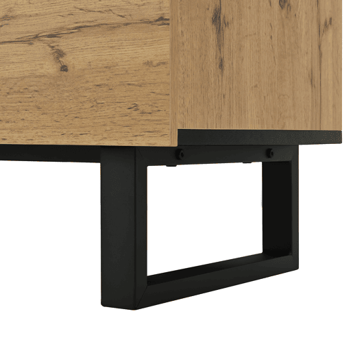Móvel de TV 180 cm - Minimalista com portas duplas, compartimentos abertos e rebatíveis - Madeira Móvel de TV 180 cm - Minimalista com portas duplas, compartimentos abertos e rebatíveis - Madeira