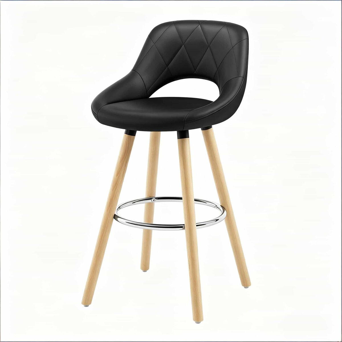 Taburete alto 43x40 cm - respaldo ergonómico multifuncional para cocina, bar y tienda - negro