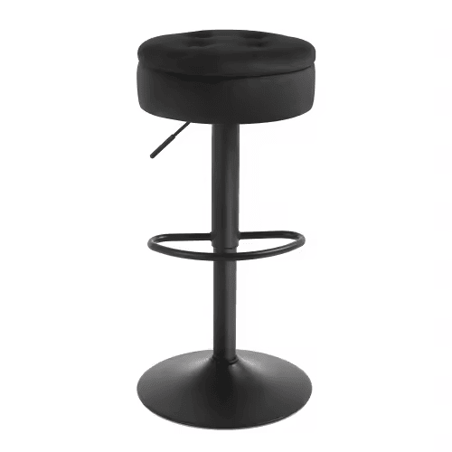 Banco de bar 39x39 cm - moderno, com compartimento de arrumação e assento estofado - preto