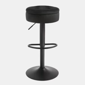 Banco de bar 39x39 cm - moderno, com compartimento de arrumação e assento estofado - preto