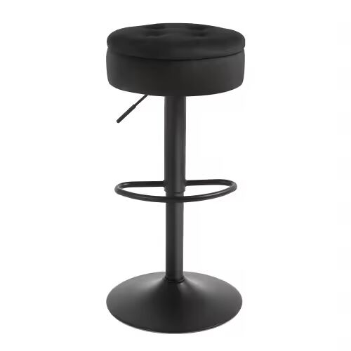 Taburete de bar 39x39 cm - moderno con compartimento de almacenamiento, asiento tapizado - negro
