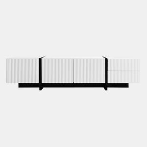 Móvel de TV 190 cm - 3 portas, 2 gavetas - Branco e Preto
