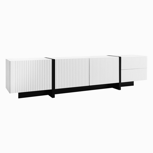 Móvel de TV 190 cm - 3 portas, 2 gavetas - Branco e Preto Móvel de TV 190 cm - 3 portas, 2 gavetas - Branco e Preto