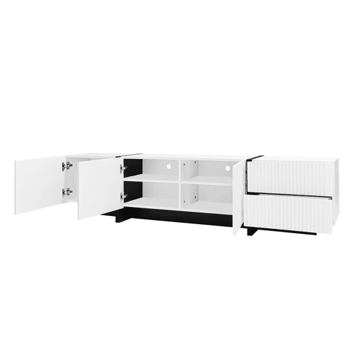 Móvel de TV 190 cm - 3 portas, 2 gavetas - Branco e Preto Móvel de TV 190 cm - 3 portas, 2 gavetas - Branco e Preto