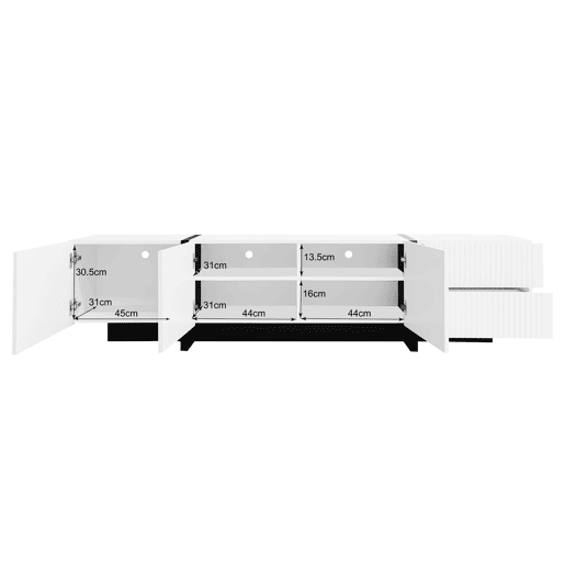 Móvel de TV 190 cm - 3 portas, 2 gavetas - Branco e Preto Móvel de TV 190 cm - 3 portas, 2 gavetas - Branco e Preto