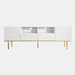Móvel moderno para televisão - com 2 portas e 2 gavetas - pés metálicos - Branco