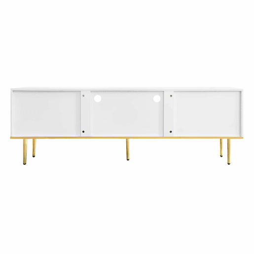 Móvel moderno para televisão - com 2 portas e 2 gavetas - pés metálicos - Branco