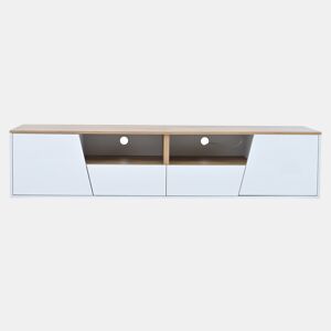 Móvel de TV 180x40x46 cm - LED, 2 gavetas, 2 armários, até 75 - branco e madeira