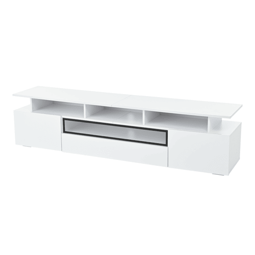 Móvel de TV 180x38x45 cm - Estante de TV com 2 armários e 1 gaveta, com LED e 10 compartimentos - Branco Móvel de TV 180x38x45 cm - Estante de TV com 2 armários e 1 gaveta, com LED e 10 compartimentos - Branco