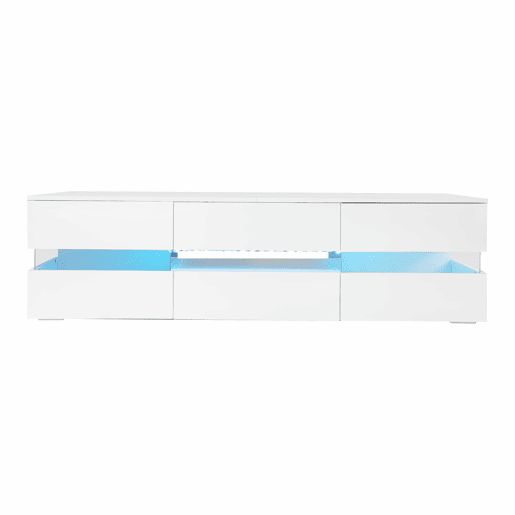 Móvel de TV moderno 160x39x45 cm - Com iluminação LED, 2 portas, 1 gaveta, prateleira aberta, adequado para TV de 70 polegadas - Branco Móvel de TV moderno 160x39x45 cm - Com iluminação LED, 2 portas, 1 gaveta, prateleira aberta, adequado para TV de 70 polegadas - Branco