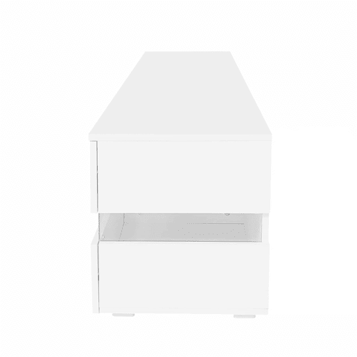 Móvel de TV moderno 160x39x45 cm - Com iluminação LED, 2 portas, 1 gaveta, prateleira aberta, adequado para TV de 70 polegadas - Branco Móvel de TV moderno 160x39x45 cm - Com iluminação LED, 2 portas, 1 gaveta, prateleira aberta, adequado para TV de 70 polegadas - Branco
