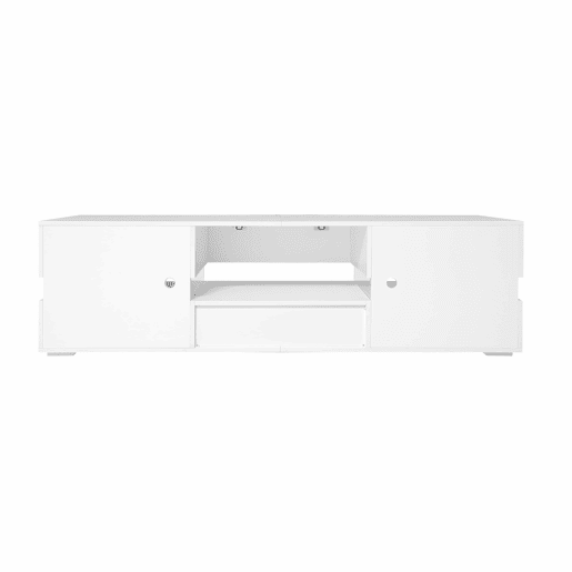 Móvel de TV moderno 160x39x45 cm - Com iluminação LED, 2 portas, 1 gaveta, prateleira aberta, adequado para TV de 70 polegadas - Branco Móvel de TV moderno 160x39x45 cm - Com iluminação LED, 2 portas, 1 gaveta, prateleira aberta, adequado para TV de 70 polegadas - Branco