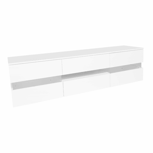 Móvel de TV moderno 160x39x45 cm - Com iluminação LED, 2 portas, 1 gaveta, prateleira aberta, adequado para TV de 70 polegadas - Branco Móvel de TV moderno 160x39x45 cm - Com iluminação LED, 2 portas, 1 gaveta, prateleira aberta, adequado para TV de 70 polegadas - Branco