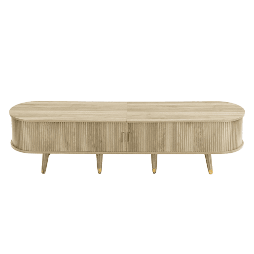 Móvel de TV baixo - com portas de correr, suporte para TV, design exclusivo - Madeira