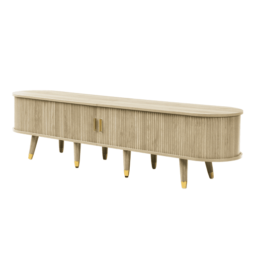 Móvel de TV baixo - com portas de correr, suporte para TV, design exclusivo - Madeira