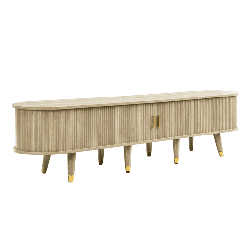 Móvel de TV baixo - com portas de correr, suporte para TV, design exclusivo - Madeira