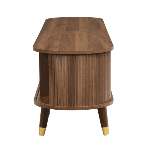 Móvel de TV 175 cm - Porta deslizante em rattan, design em imitação de nogueira, com arrumação - Nogueira Móvel de TV 175 cm - Porta deslizante em rattan, design em imitação de nogueira, com arrumação - Nogueira