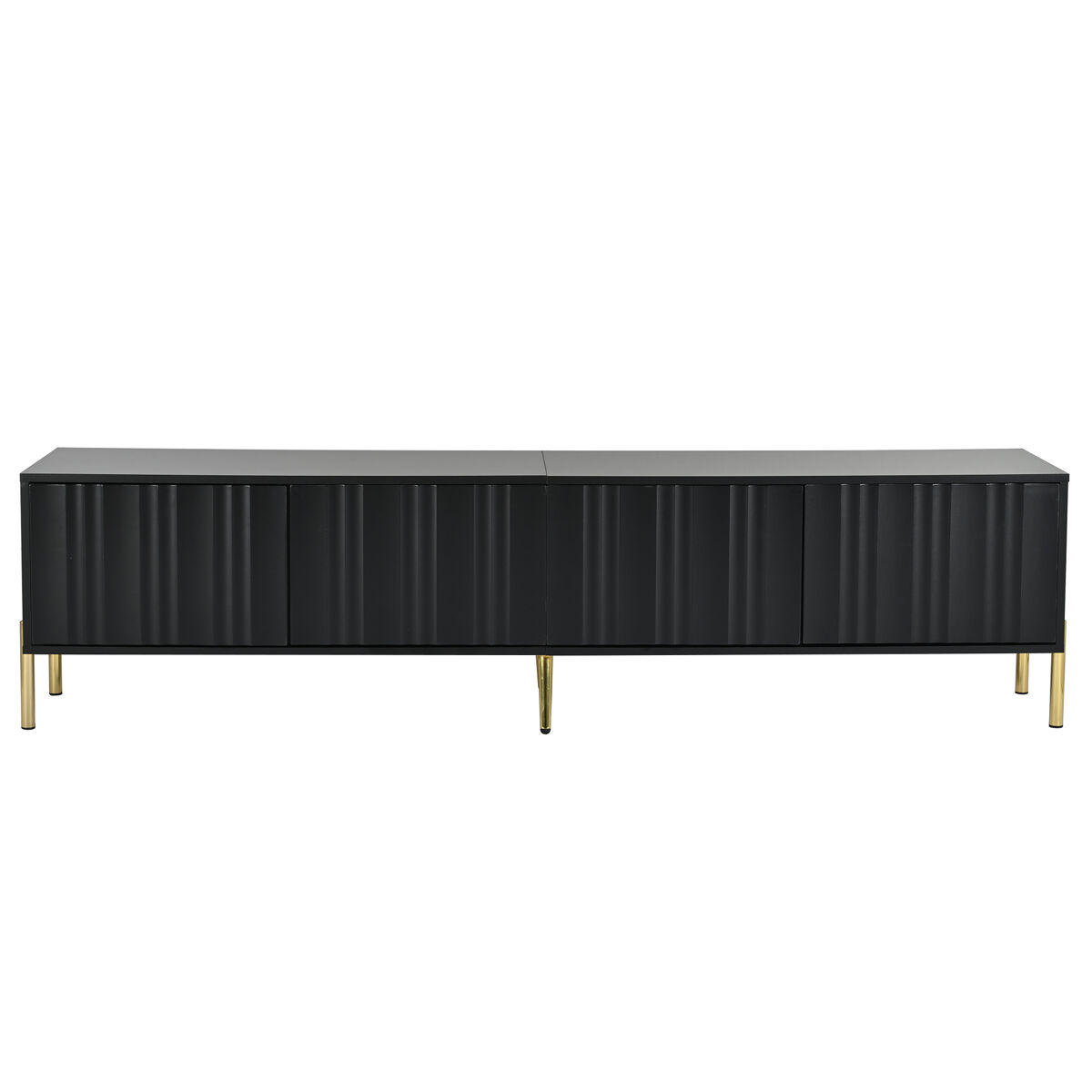mueble tv 190x38x48 cm - patas doradas diseno moderno - negro