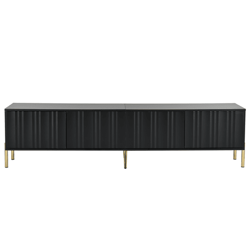 Móvel de TV 190x38x48 cm - pés dourados, design moderno - Preto
