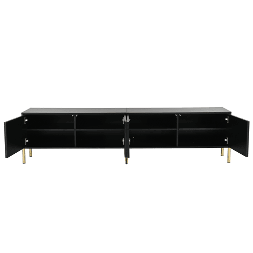 Móvel de TV 190x38x48 cm - pés dourados, design moderno - Preto