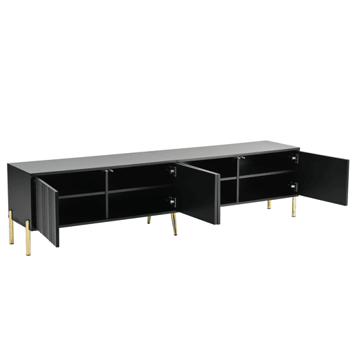 Móvel de TV 190x38x48 cm - pés dourados, design moderno - Preto