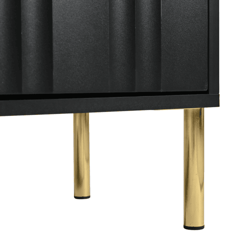 Móvel de TV 190x38x48 cm - pés dourados, design moderno - Preto
