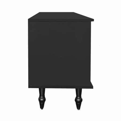Móvel moderno para televisão - com portas de rotim e 2 gavetas - pés metálicos - Preto Móvel moderno para televisão - com portas de rotim e 2 gavetas - pés metálicos - Preto