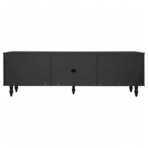 Móvel moderno para televisão - com portas de rotim e 2 gavetas - pés metálicos - Preto Móvel moderno para televisão - com portas de rotim e 2 gavetas - pés metálicos - Preto