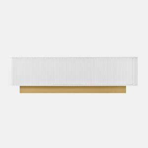 Móvel de TV 170 cm - Design arredondado, arrumação, gestão de cabos, frente texturizada - Branco