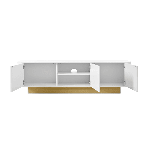 Móvel de TV 170 cm - Design arredondado, arrumação, gestão de cabos, frente texturizada - Branco
