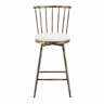 Banco de bar Windsor 39 cm - assento almofadado, estrutura metálica de estilo industrial vintage para cozinha e bar - castanho e branco