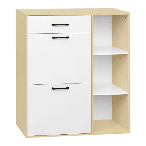 Sapateira 80 x 30 x 90 cm - 3 em 1, organizador de sapatos estreito com espaço de arrumação para a entrada - Branco