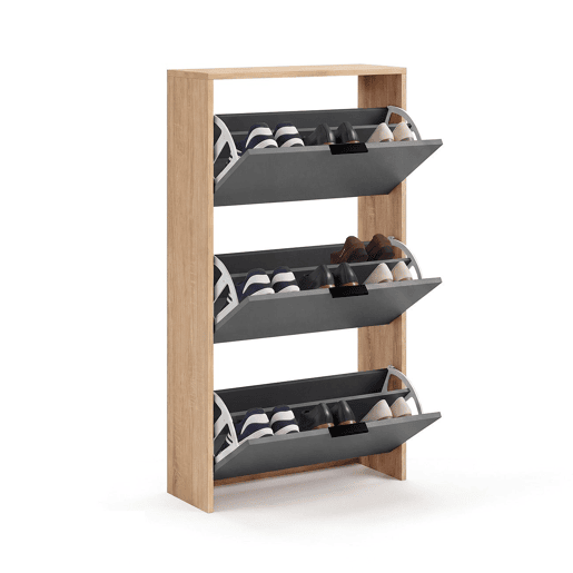 Sapateira Remi de 3 portas Roble Canadian - Grafito 60 x 113 x 22 cm Sapateira Remi de 3 portas Roble Canadian - Grafito 60 x 113 x 22 cm
