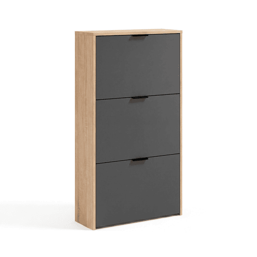 Sapateira Remi de 3 portas Roble Canadian - Grafito 60 x 113 x 22 cm Sapateira Remi de 3 portas Roble Canadian - Grafito 60 x 113 x 22 cm