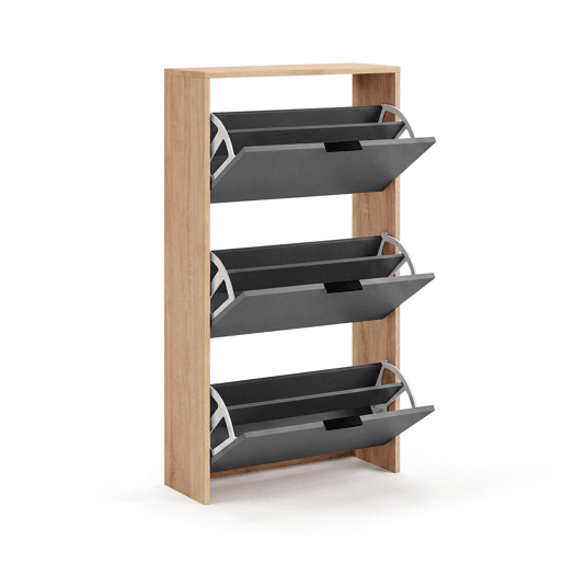 Sapateira Remi de 3 portas Roble Canadian - Grafito 60 x 113 x 22 cm Sapateira Remi de 3 portas Roble Canadian - Grafito 60 x 113 x 22 cm
