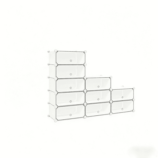 Armário modular para sapatos 40x30x170 cm - Organizador multifuncional para sapatos, livros, brinquedos e roupa - Branco