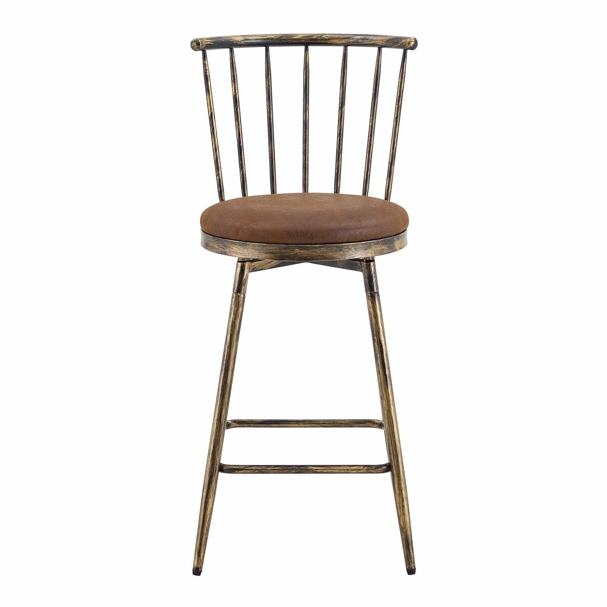 Taburete de bar 39 cm windsor - asiento acolchado, estilo industrial vintage, estructura metálica para cocina y bar - marrón