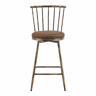 Banco de bar Windsor de 39 cm - assento almofadado, estilo industrial vintage, estrutura metálica para cozinha e bar - Castanho