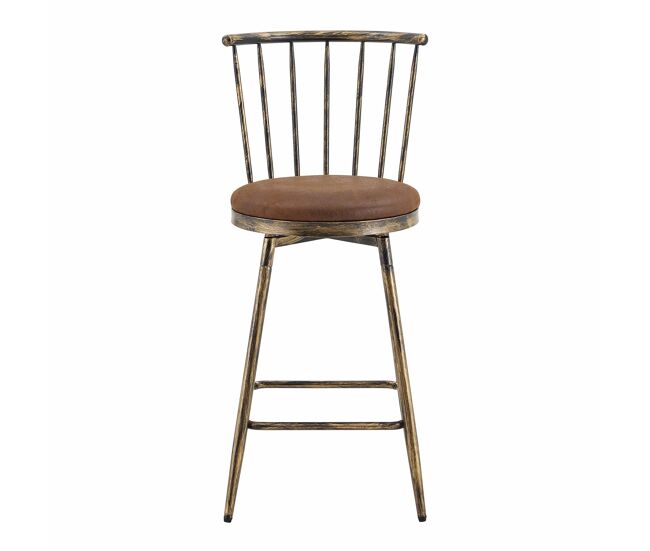 Taburete de bar 39 cm windsor - asiento acolchado, estilo industrial vintage, estructura metálica para cocina y bar - marrón