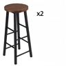 Bancos de bar 30x30x71 cm - Conjunto de 2, estilo bistrô com apoio para os pés para cozinha - Castanho
