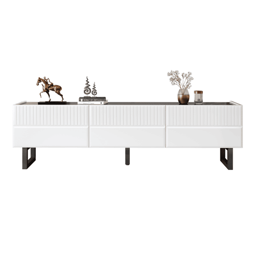 Móvel de TV 170x35 - 3 gavetas, baixo, design clássico - Branco e Preto Móvel de TV 170x35 - 3 gavetas, baixo, design clássico - Branco e Preto