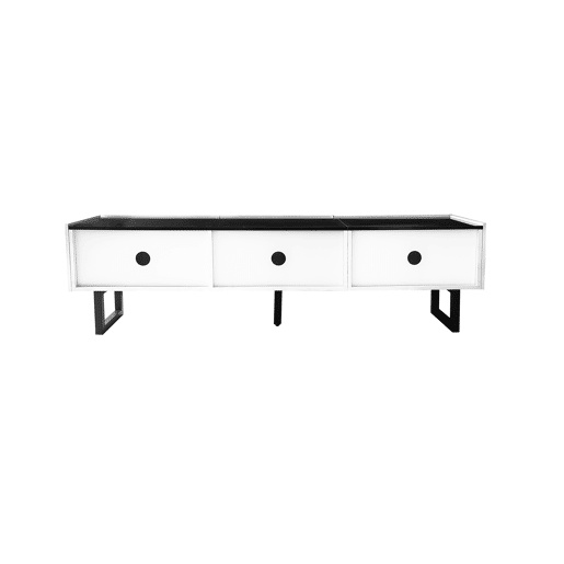 Móvel de TV 170x35 - 3 gavetas, baixo, design clássico - Branco e Preto Móvel de TV 170x35 - 3 gavetas, baixo, design clássico - Branco e Preto